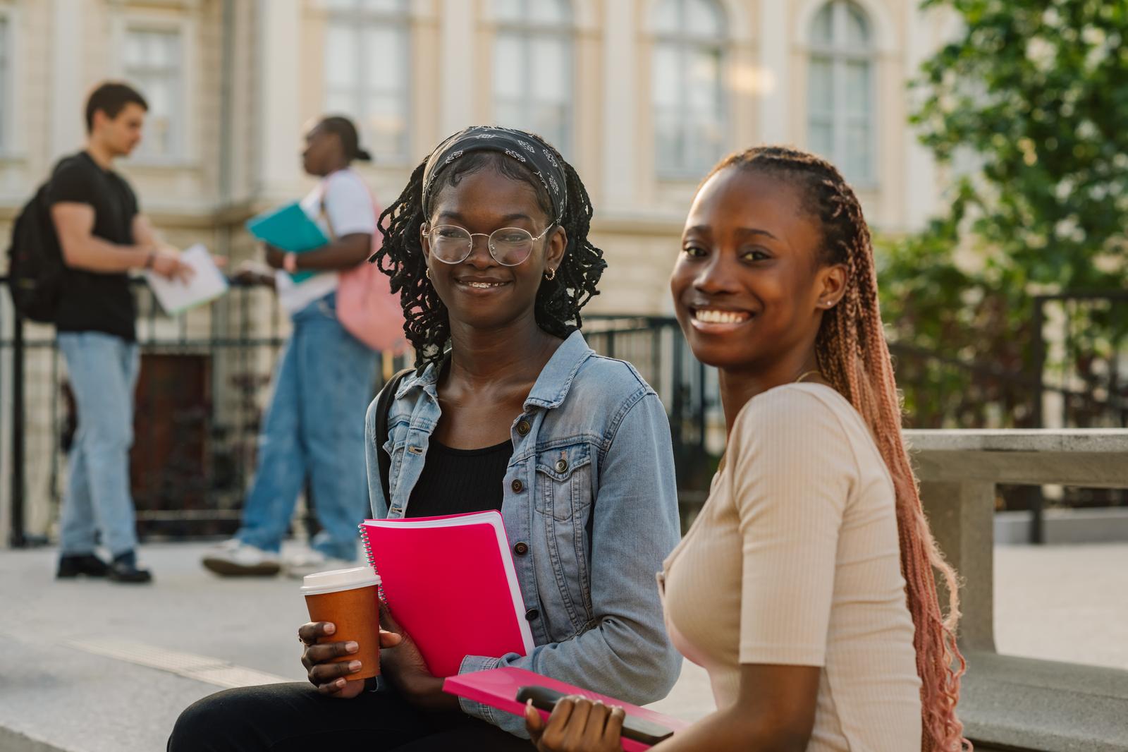 Cheerful university students on campus