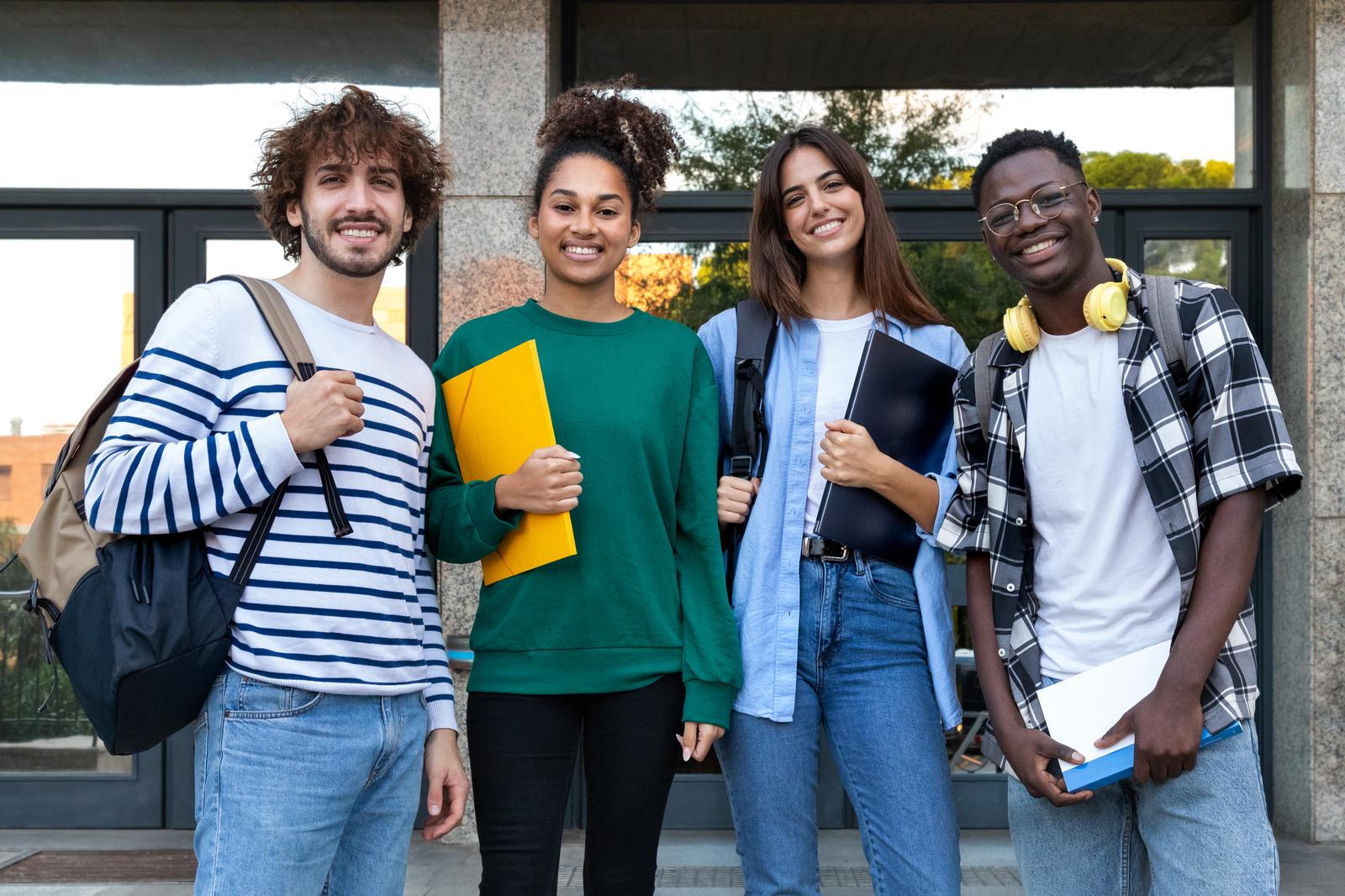 African university students collaborating outdoors